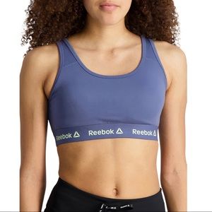 Reebok size large blue indigo medium impact sports bra with removable cups NWT